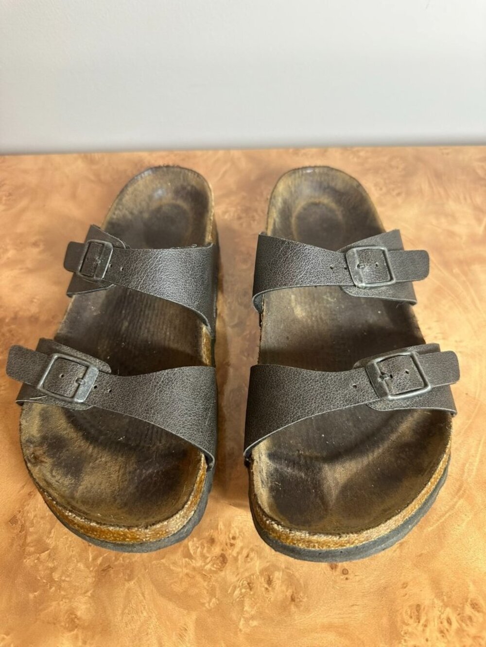 Birkenstock Arizona Brown Birko-Flor Two Strap Sandals Unisex Size 38 EU